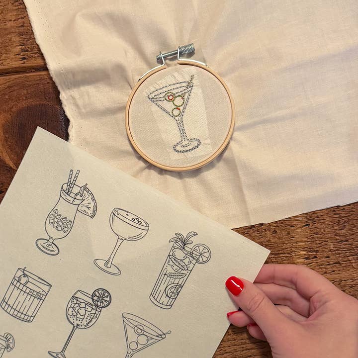 Chasing Threads - Wholesale Embroidery/Cross Stitch Supplies - Stick & Stitch Embroidery Kit - Cocktails4