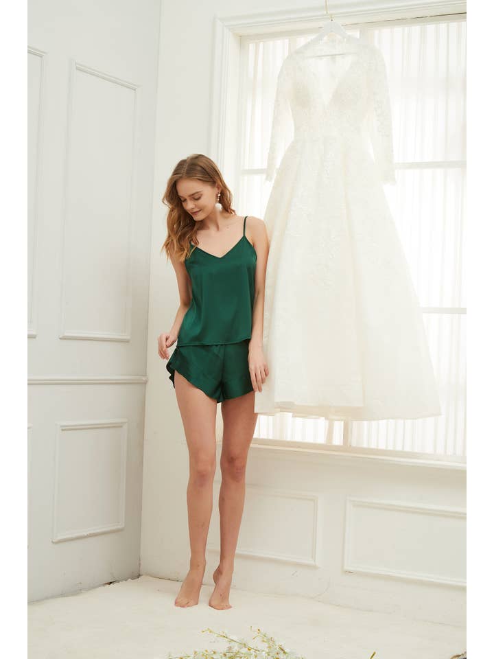 Mackleys - Wholesale Lounge Set - Women's - PREORDER Satin Cami and Ruffle Short Set16