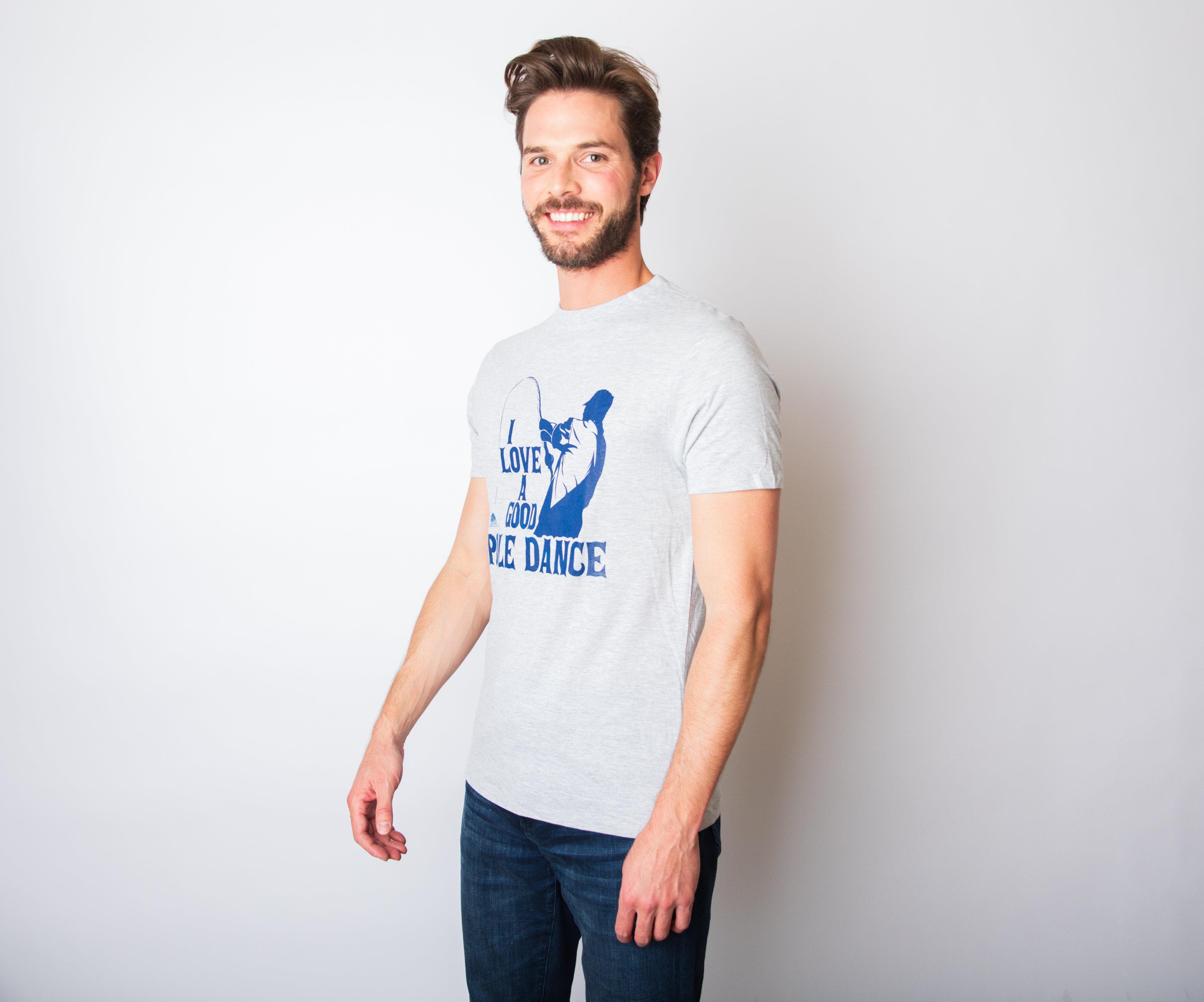 Light Heather Grey I Love A Good Pole Dance Men's Tshirt Fishing Graphic Tee for wholesale on Faire1