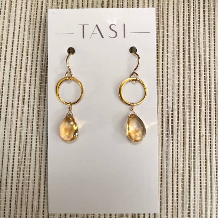 Bess Gemstone Earrings (14k Gold-fill) for wholesale by TASI Designs