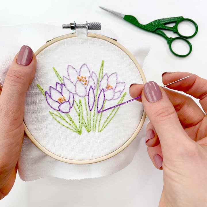 Crocus 4" embroidery kit for wholesale by Penguin & Fish