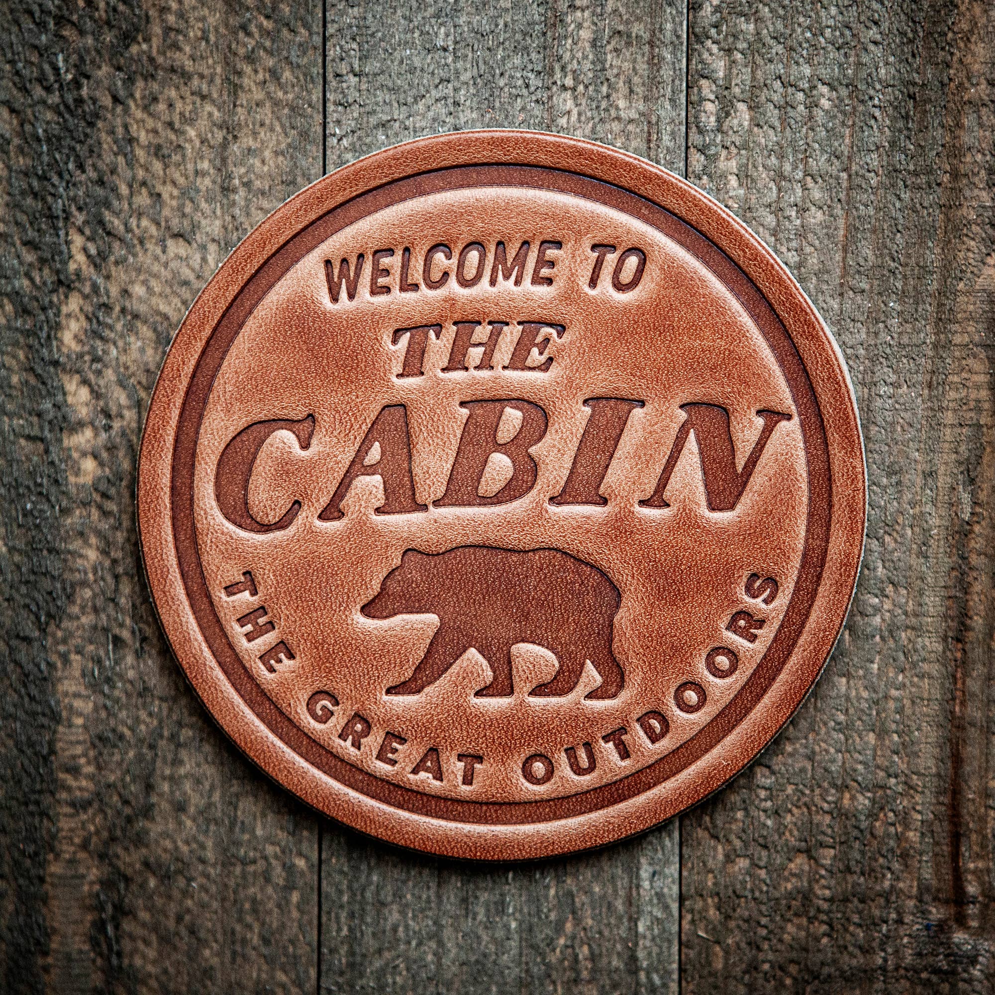 Sugarhouse Leather - Wholesale Coasters - Welcome to the Cabin Leather Coaster
