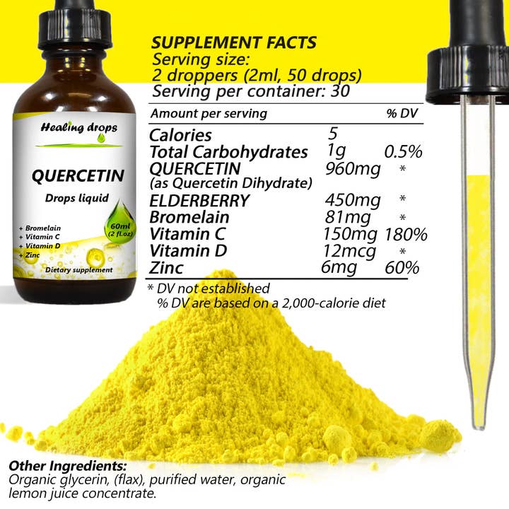 Healing Drops - Wholesale Oral Supplement/Vitamin - Liquid Quercetin Drops Natural Immune Support Healing Drops