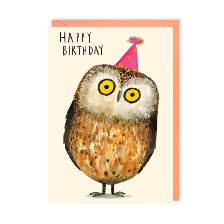 Happy Birthday Owl - 4.5 x 6.25" Birthday Card - E025 for wholesale by Nelson Line