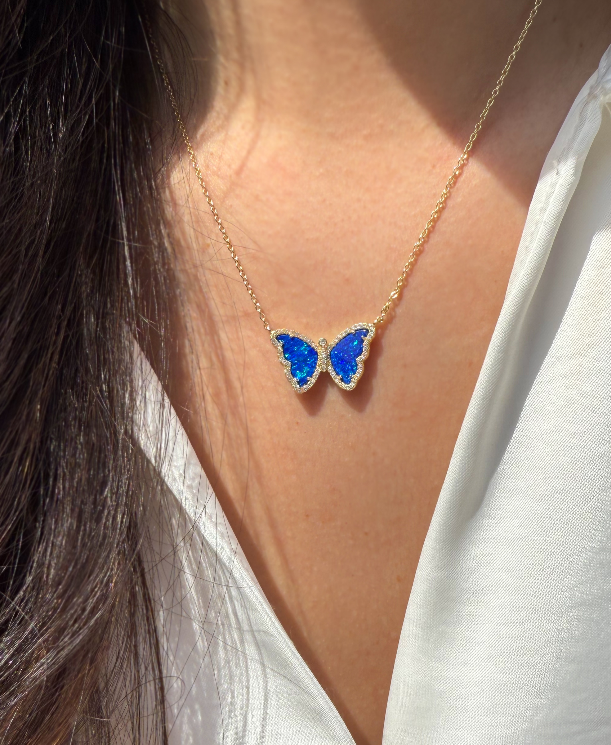Kamaria Jewelry - Wholesale Pendant/Charm Necklace - Opal Butterfly Necklace With Crystals73