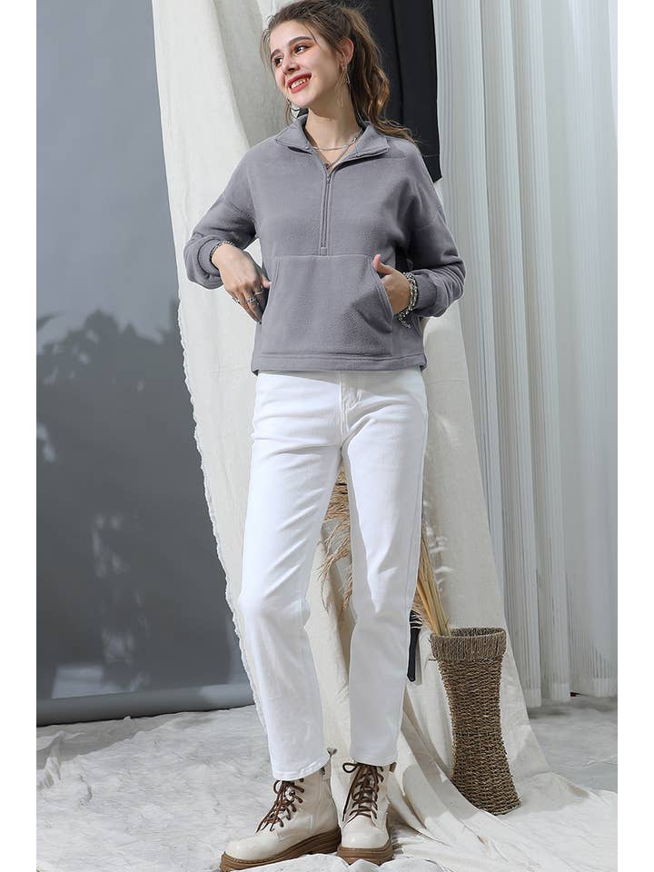 Lily Clothing - Wholesale Fleece - Women's - NECK HALF ZIP UP FLEECE PULLOVER ANORAK JACKET4