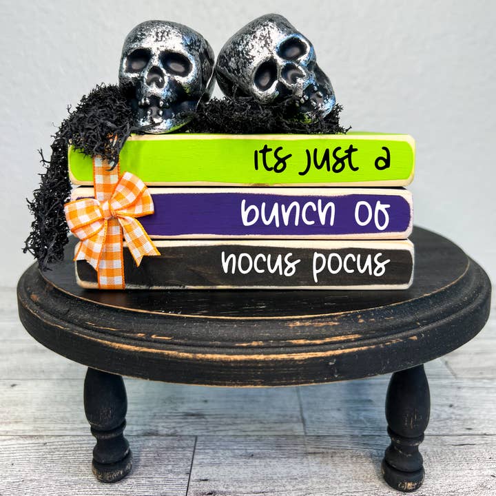 Ruaille Buaille Co - Wholesale Decorative tabletop object - October home decor | Mini book stacks for Halloween - Hocus2