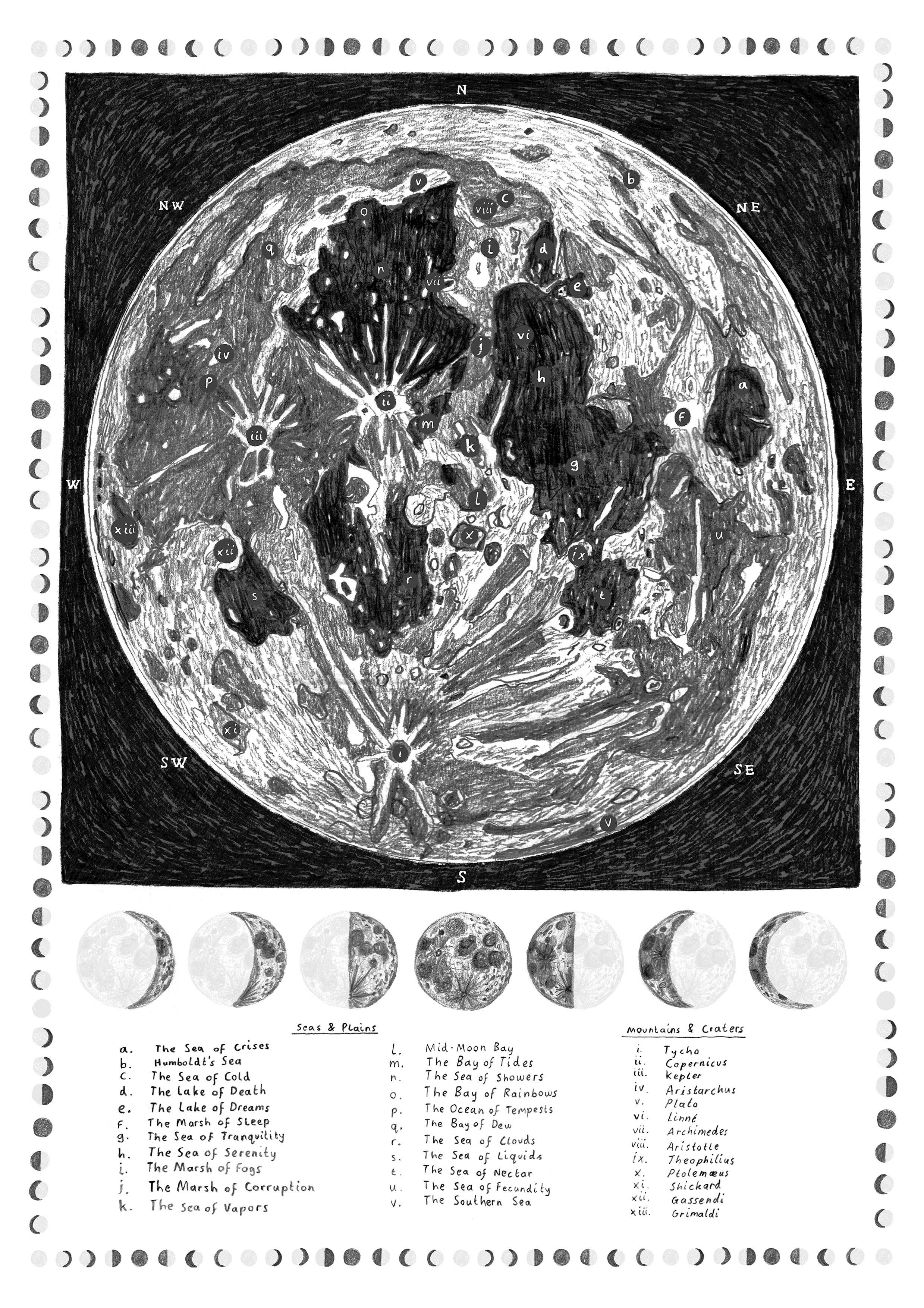 Alex Foster Illustration - Venta al por mayor Ilustración - Impresión del mapa de la luna1