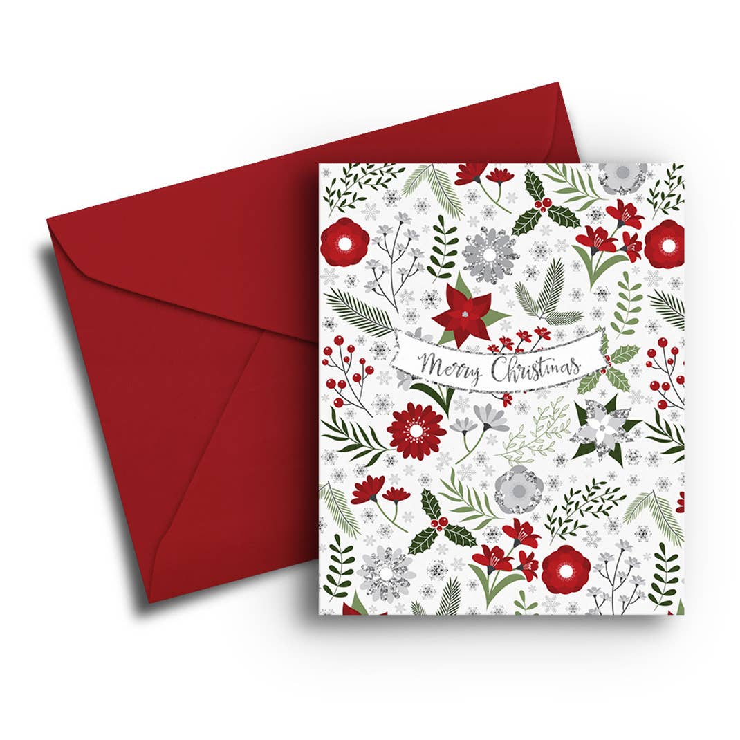 Fresh Frances - Wholesale Christmas Card - Silver And Flowers Christmas Card0