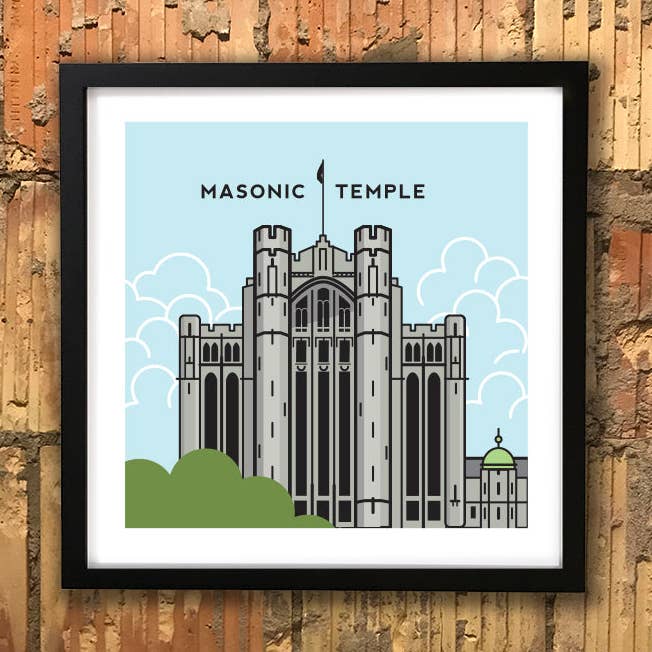 Masonic Temple print for wholesale by Detroit GT