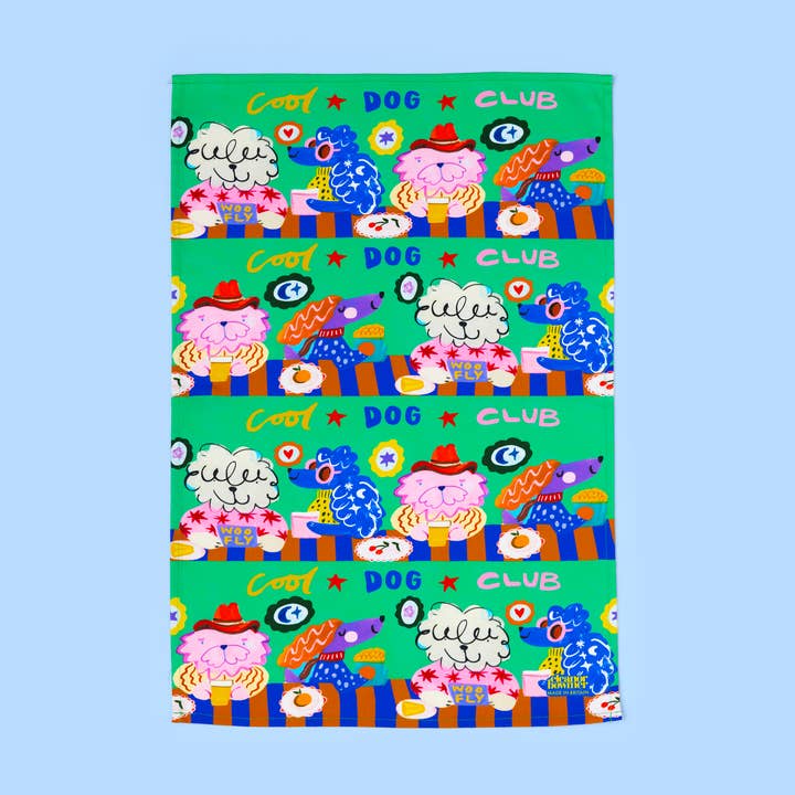 Cool Dog Club Tea Towel for wholesale by Eleanor Bowmer