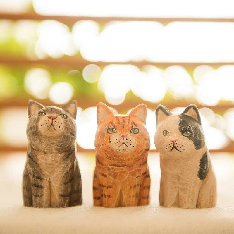 Gohobi （We cover U.S. import duties） - Wholesale Decorative Figurine - Gohobi Handcrafted Wooden Vintage Cat Ornament4