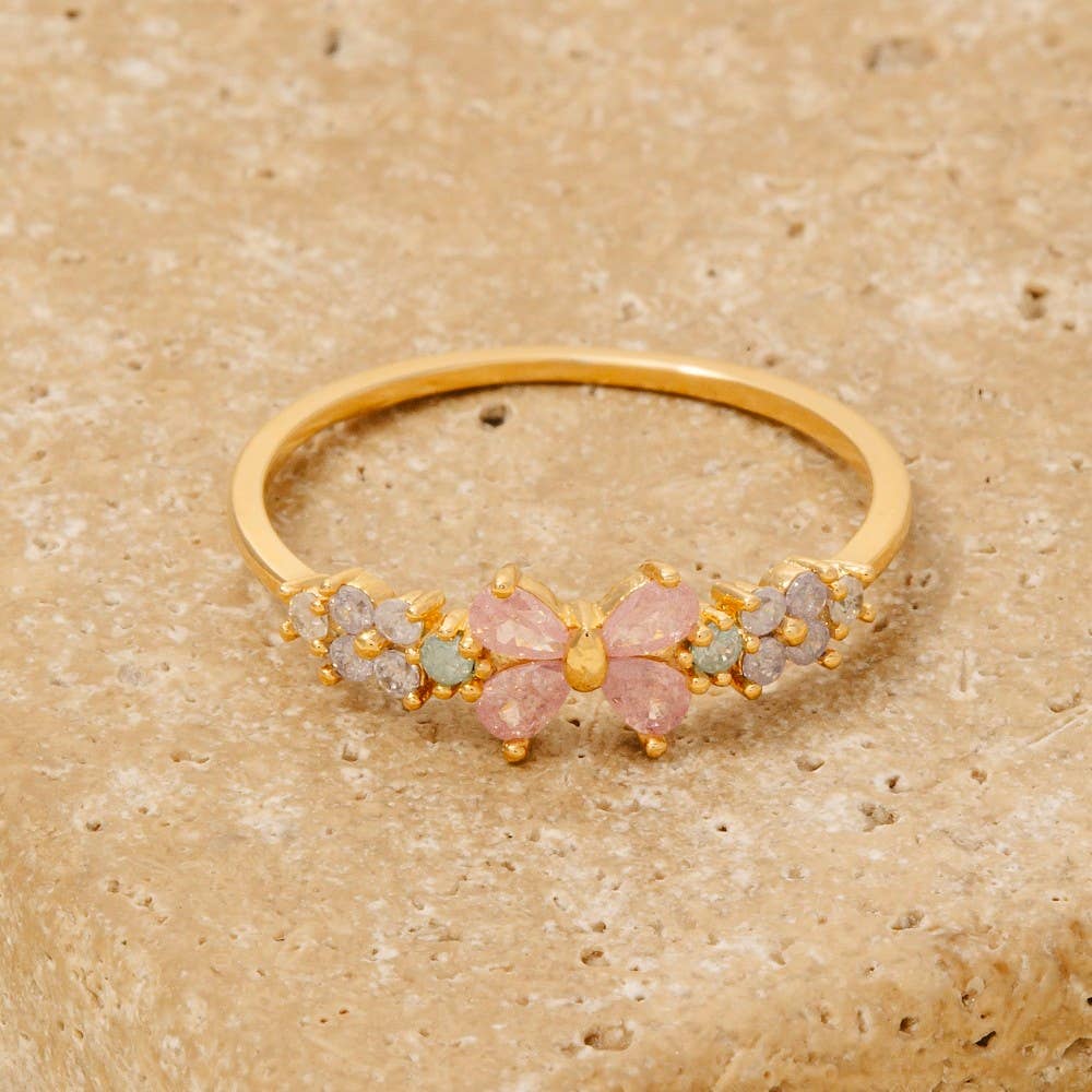 G Goldgetauchter Cz Blumen-Schleifenband-Ring für den Großhandel auf Faire0