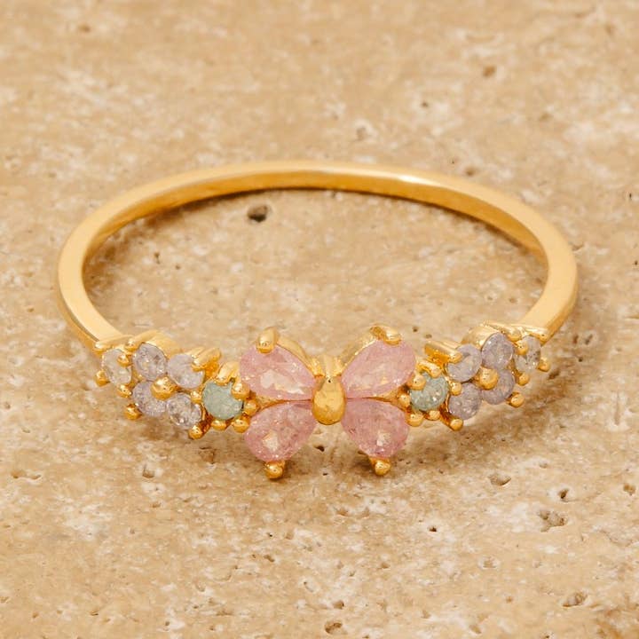 G Goldgetauchter Cz Blumen-Schleifenband-Ring für den Großhandel auf Faire0