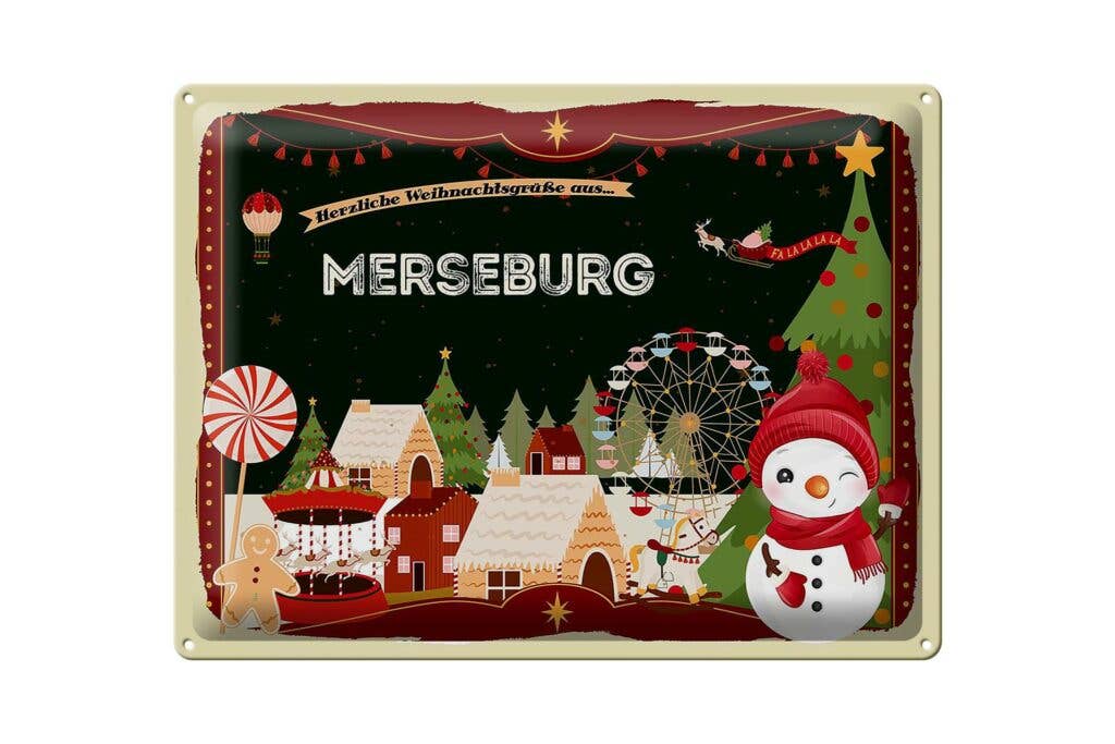 Femer - Wholesale Christmas Wall Art - Tin sign Christmas greetings MERSEBURG gift decorative sign 40x30 cm0