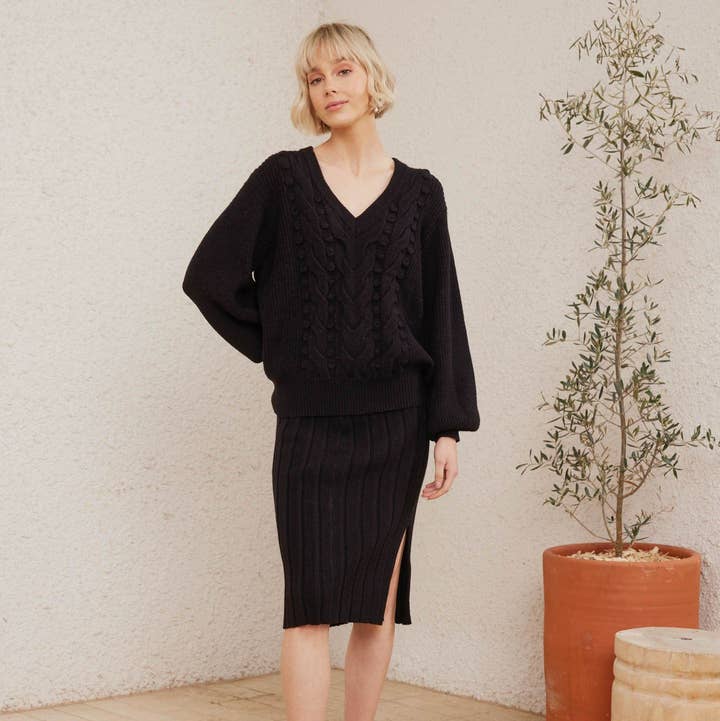 Twosisters The Label - Wholesale Knit Sweater - Women's - Hailey Knit - Black