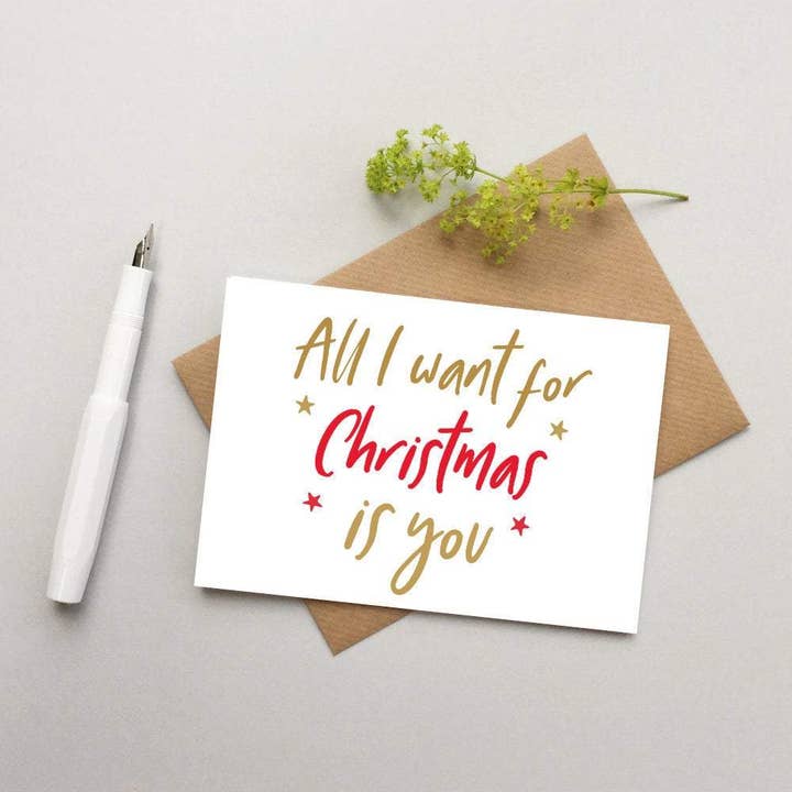 Love romantic Christmas Card for wholesale by Word Up Creative