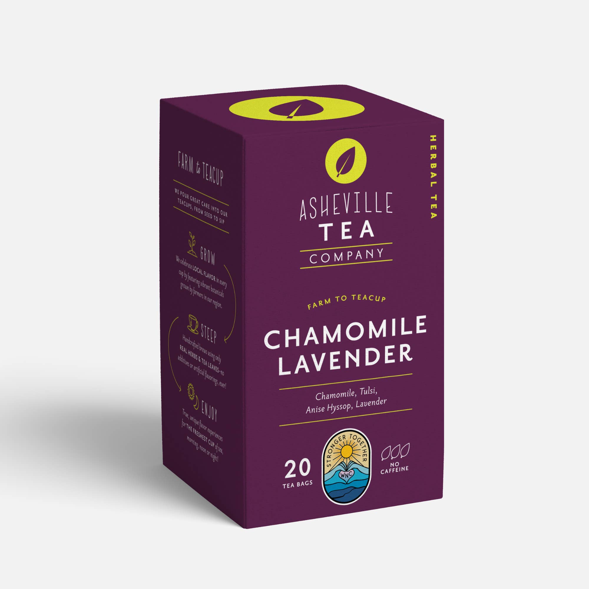 Asheville Tea Company - Wholesale Tea Bags - Tea Box with Chamomile Lavender individual Tea Bags