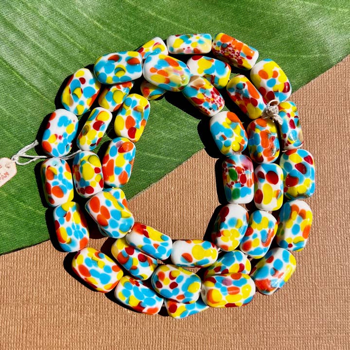 Vintage Organic Rectangle "Wonder Bread" Glass Beads for wholesale by Bead Goes On