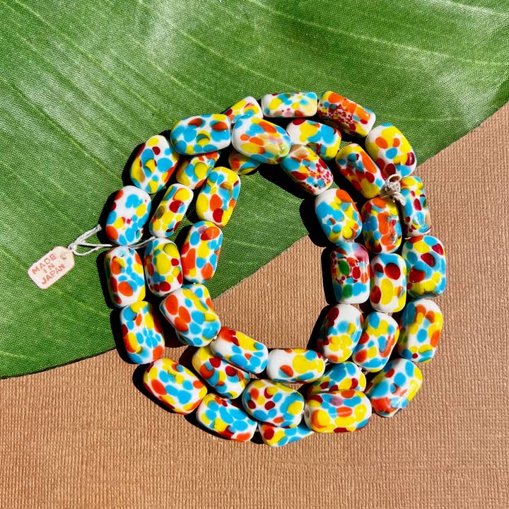 Vintage Organic Rectangle "Wonder Bread" Glass Beads for wholesale by Bead Goes On