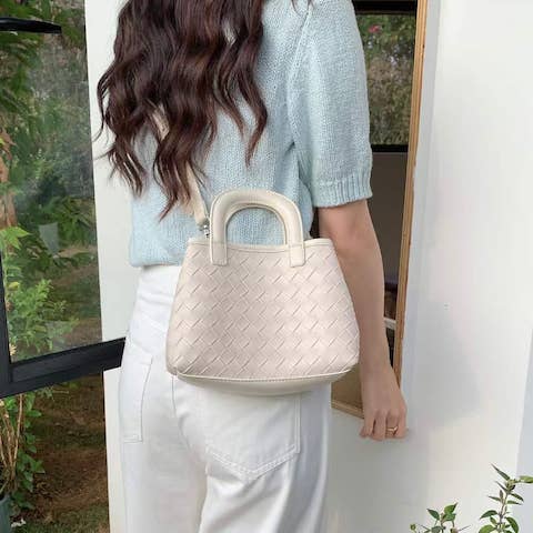 Pretty Persuasions - Wholesale Top Handle Bag - Women's - P24073 Mini Woven Top-Handle Crossbody Bag w/Cosmetic Pouch7