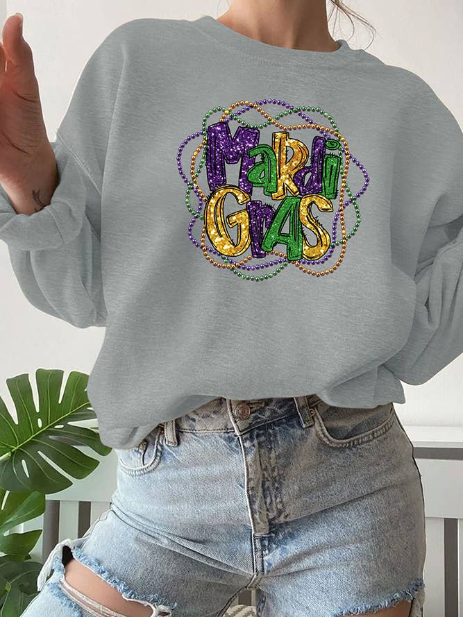UNISHE - Wholesale Graphic Sweatshirt - Women's - Mardi Gras Long Sleeve Sweatshirts STC189C405