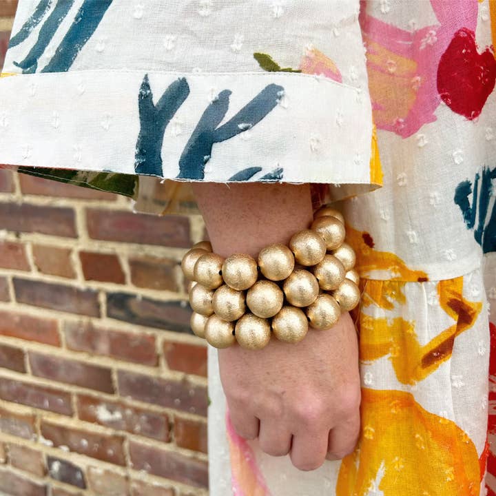 TWO FORTY TWO - Wholesale Beaded Bracelet - CHIC - BIG Ball Bracelet (brushed gold) S110
