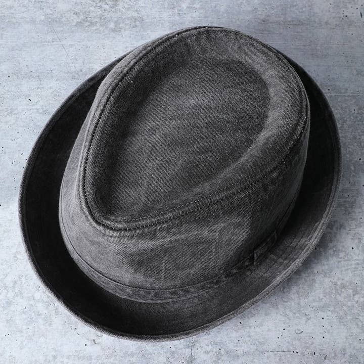 Fashion City - Wholesale Fedora - Women's - Washed Cotton Porkpie Fedora Hat with Folded Brim.11