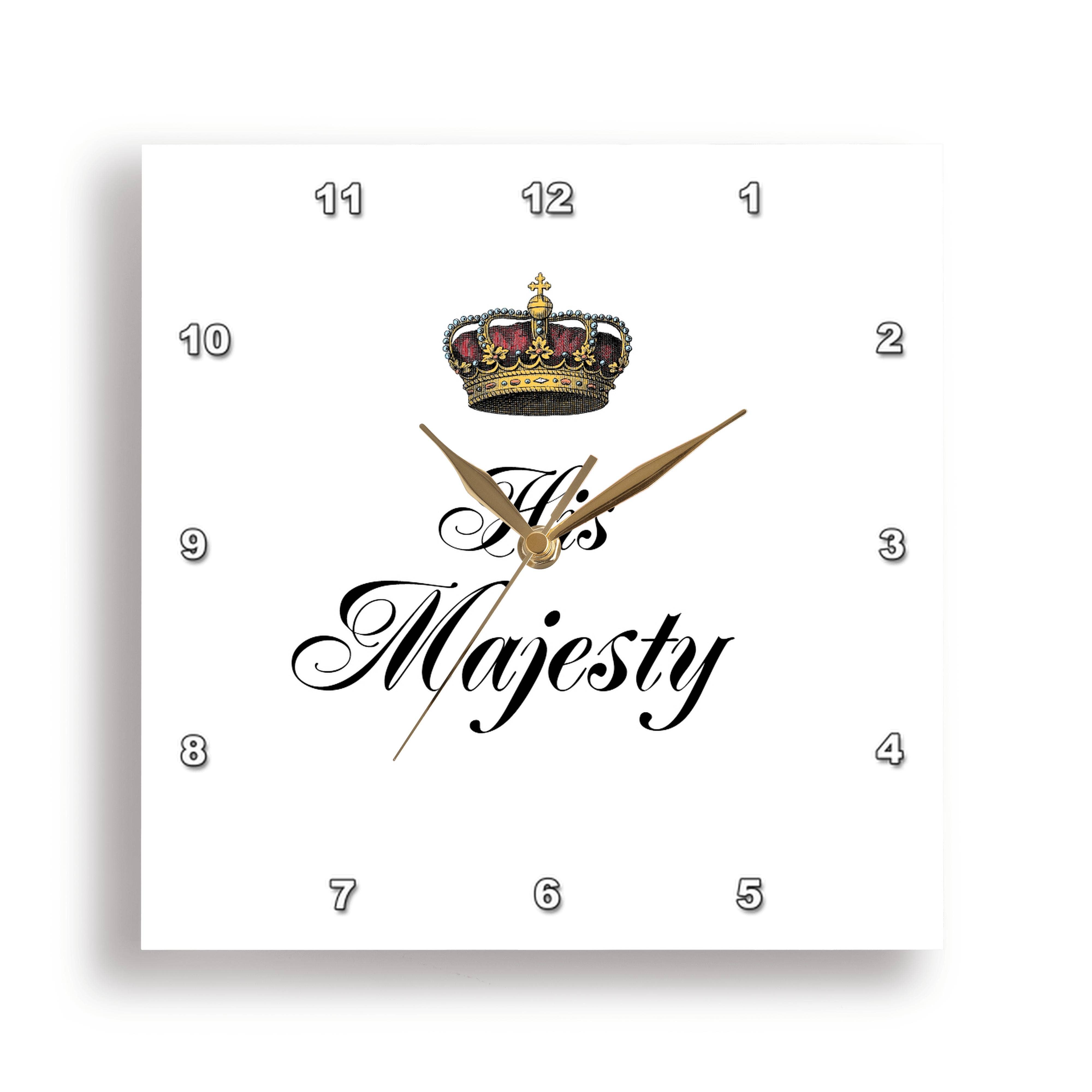 3dRose - Vendita all'ingrosso Orologi da parete - 3dRose, Sua Maestà - parte di un set regalo per coppie lui e lei mr e mrs divertente umoristico re reale umorismo, Orologio da Parete6