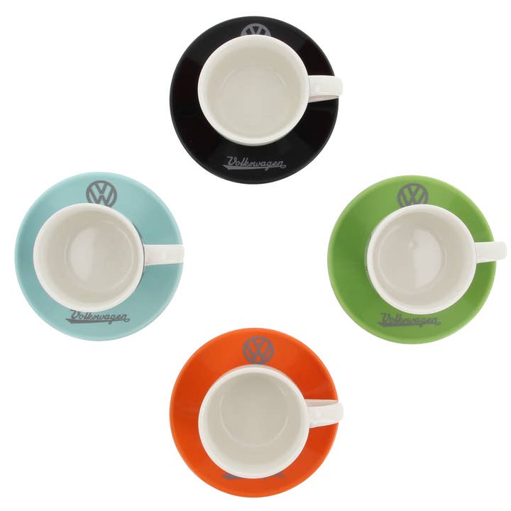 VW Collection by BRISA - Vendita all'ingrosso Tazza da tè/caffè - Set da 4 tazzine da espresso VW T1 Bus 100 ml - Fronte/4 colori7