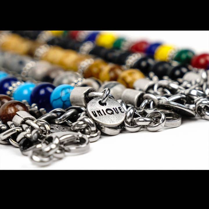 Unique Brand – Engroshandel Smykkesæt – Dobbelt rund armbånd eller halskæde i sten og stål9