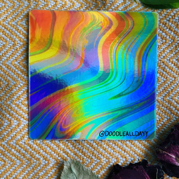 Holo-Swirl Sticker • DoodleAllDayy for wholesale by Doodlealldayy