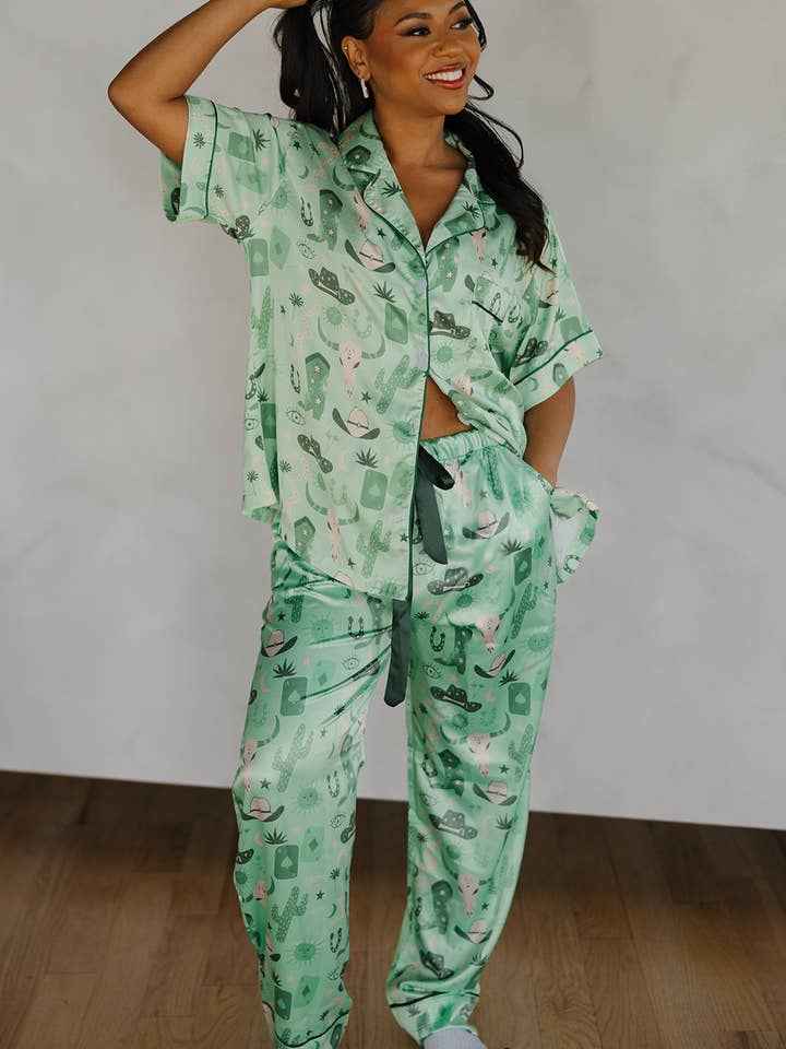 Spikes and Seams - Wholesale Sleepwear set – Women's - Cowboy Pajamas, cowgirl loungewear, cowgirl pajamas, Rodeo 1