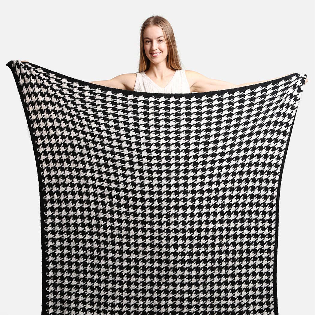 Fashion City - Wholesale Throw Blanket - Houndstooth Pattern Luxury Soft Throw Blanket4