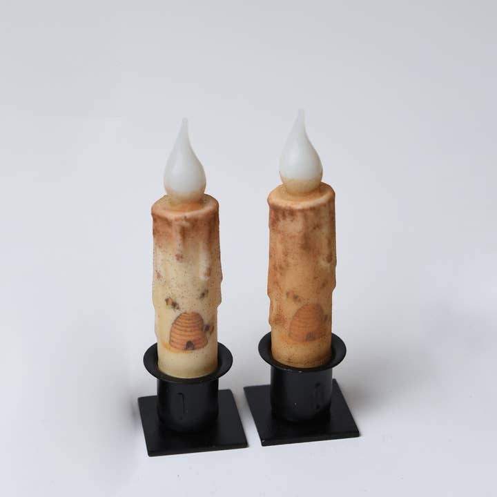 LMS Wholesale - Wholesale Flameless Candle - Beehive w/Bee's Battery Operated LED Timer Taper Candle