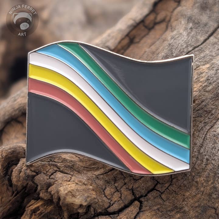Disability Pride Enamel Pin - Waving Flag for wholesale by Ninja Ferret Art