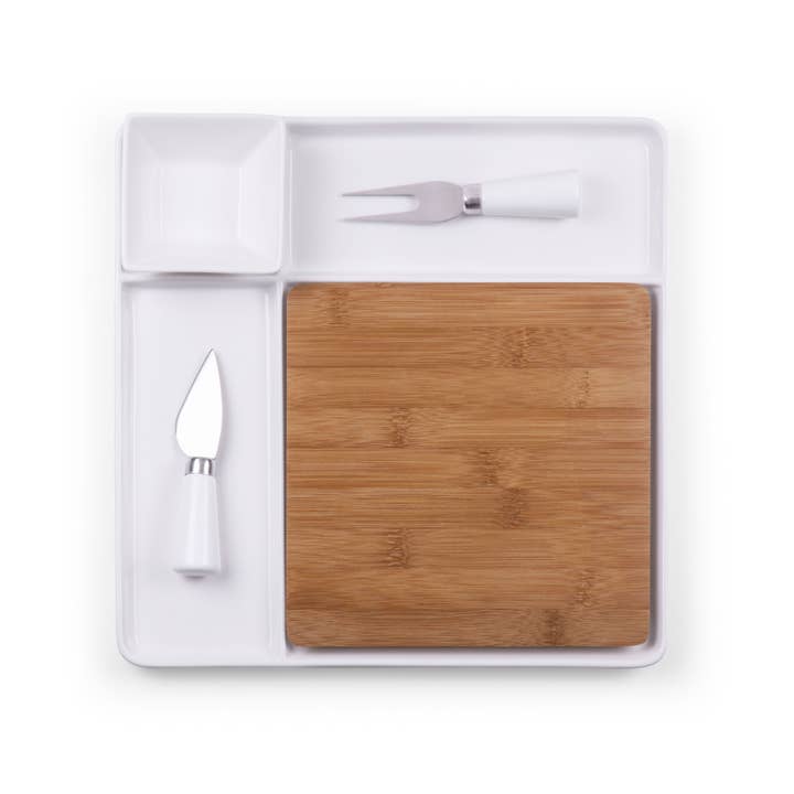 Bamboo White Porcelain Peninsula Cutting Board & Serving Tray - Core for wholesale on Faire2