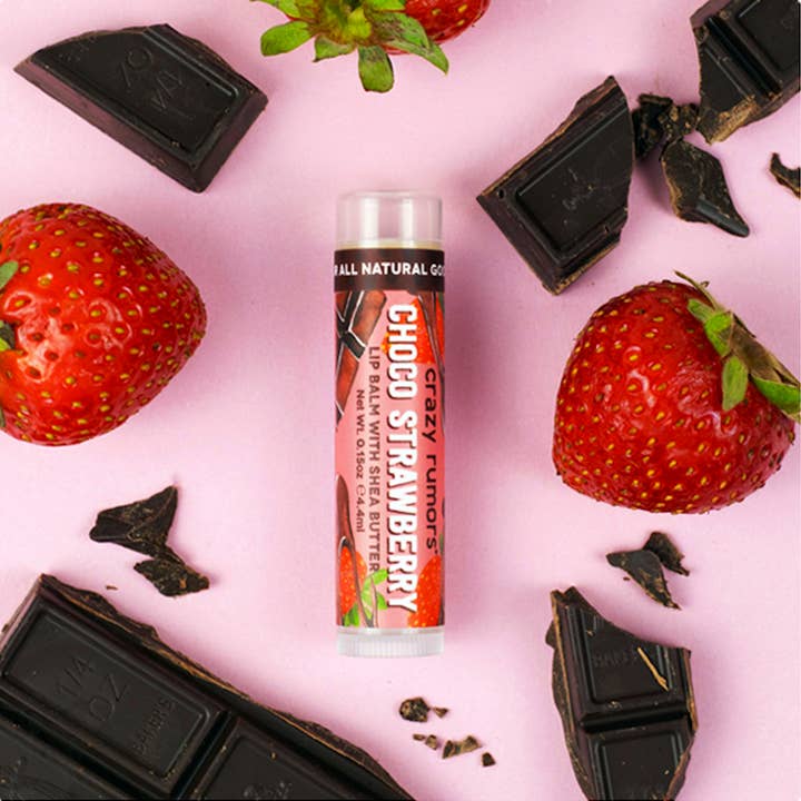 100% natürlicher, veganer Schoko-Erdbeer-Lippenbalsam für den Großhandel von Crazy Rumors