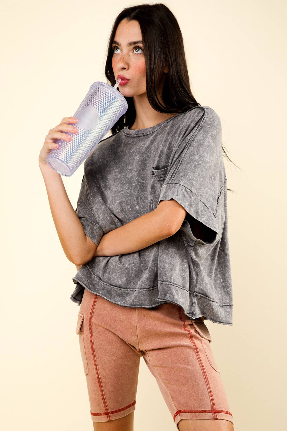 VERY J – Engroshandel Shorts – Kvinder – NP70303-vaskede bløde strikkede Cargo cykelshorts14