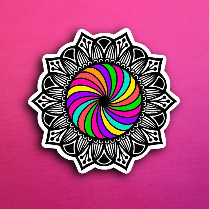 Rainbow Swirl Sticker (WATERPROOF) for wholesale by Zenspire Designs