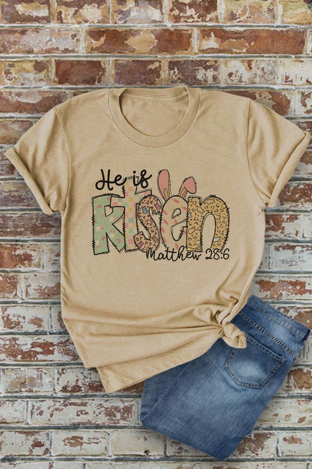 Top Avenue – wholesale Screen printed t-shirt – Women′s – He Is Risen Easter, Unisex Round Neck T-Shirt6