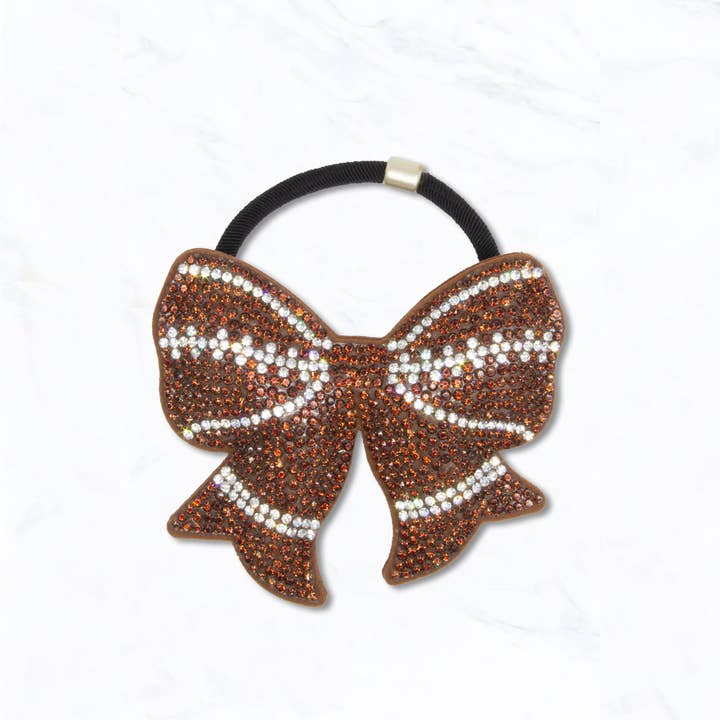 Suzie Q USA - Wholesale Hair bow – Women’s - Sparkling Football Bow Hair Tie