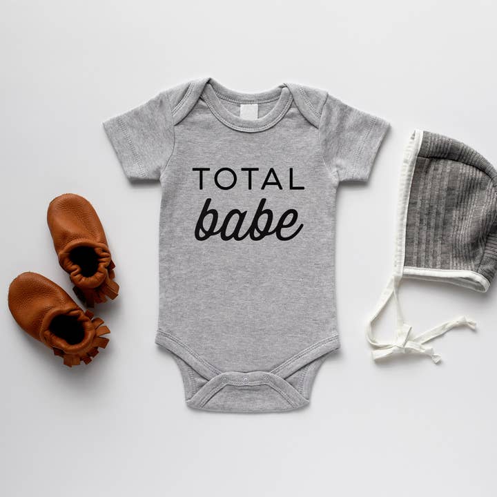 Gray Total Babe Baby Bodysuit for wholesale by Gladfolk