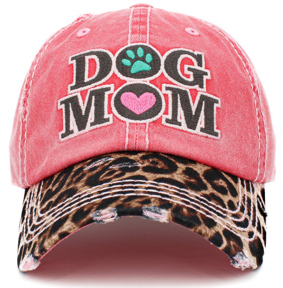 KBETHOS – wholesale Baseball cap – Women's – Dog Mom Leopard Washed Vintage Ballcap4