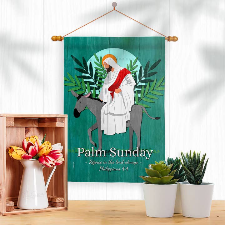 Two Group Flag Co – wholesale Flagga – Flagga Gläd Palm söndag tro blomma Cross Garden House2