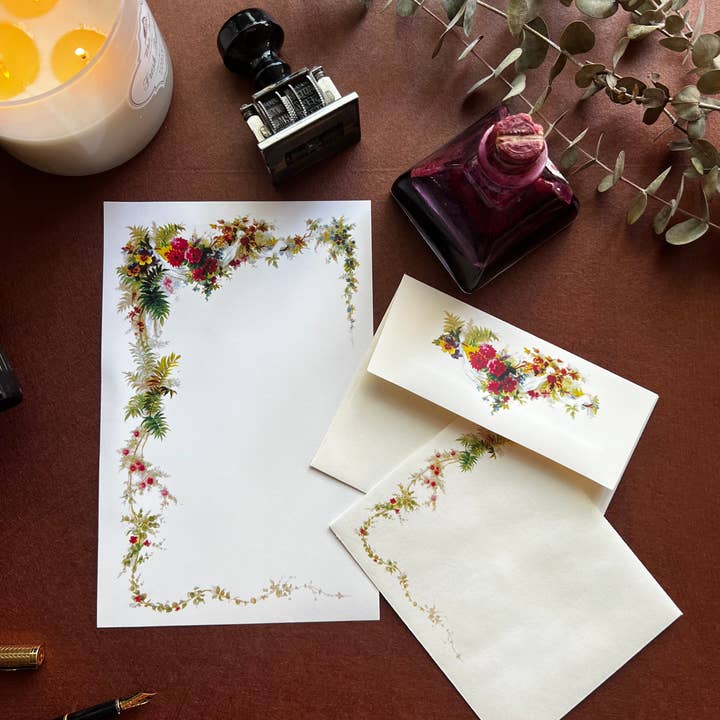Laughing Elephant - Wholesale Stationery/Notecard Set - Flowers & Ferns - Letter Writing Set