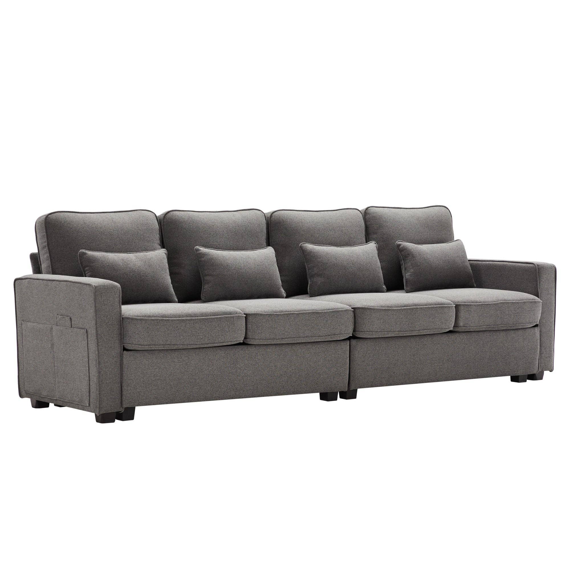 Urban Meuble - Wholesale Sofa - 4-seater sofa with gray linen armrests and 4 cushions 264*83*87cm YASITH0