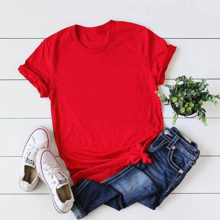 Lily Clothing - Wholesale T-Shirt - Women's - LOOSE SOLID COLOR SHORT SLEEVED T SHIRT_CWTTS07474