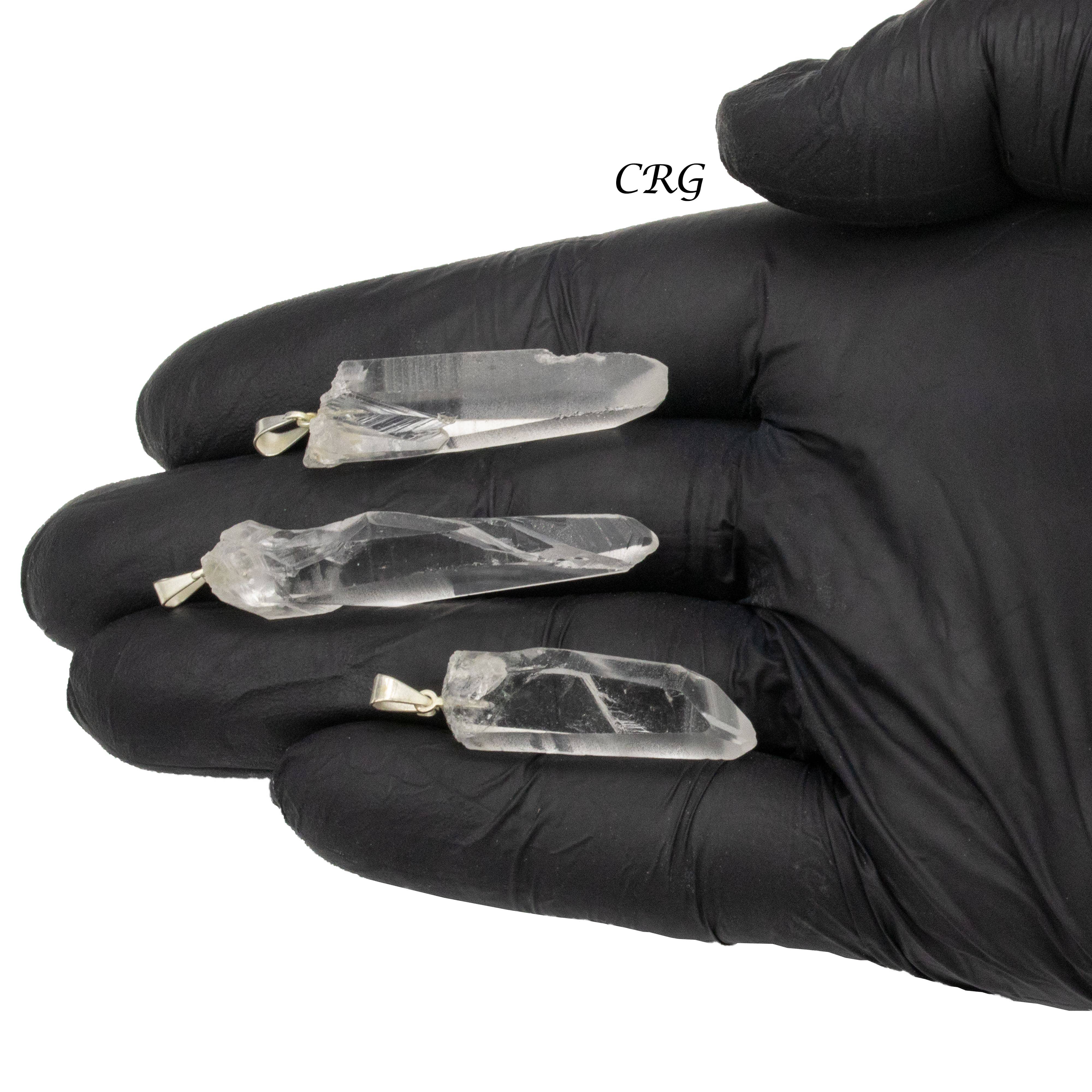Crystal River Gems LLC - Wholesale Individual Charm/Pendant - SET OF 5 - Lemurian Quartz Point Pendants from Brazil / 25-45 mm Avg1