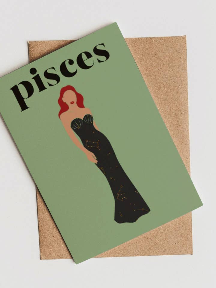Pisces Note Cards - Biglietto individuale per la vendita all'ingrosso da parte di Lolita K Studio